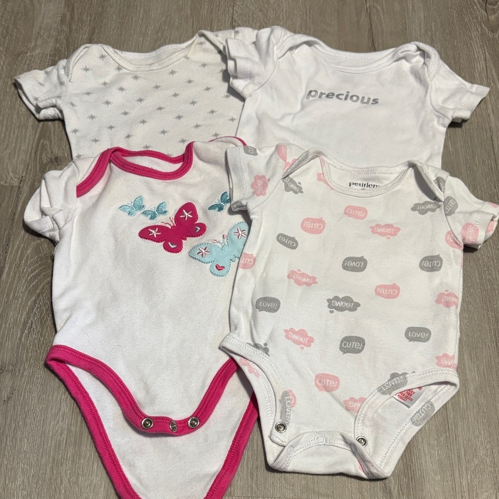 Petit Lem White and Pink Bodysuit Set